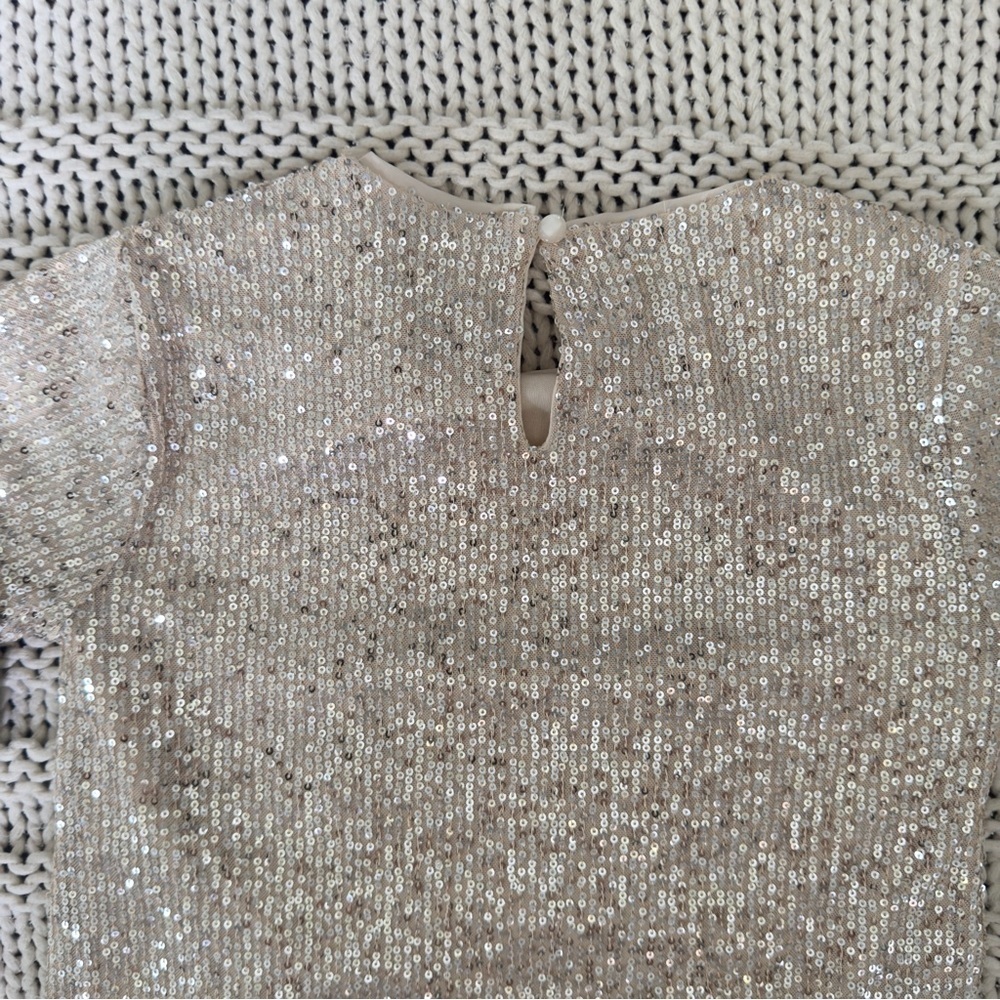 NWT Glittery Beige Kids Sequin Tee Girl's Medium (8) - Picture 5 of 5